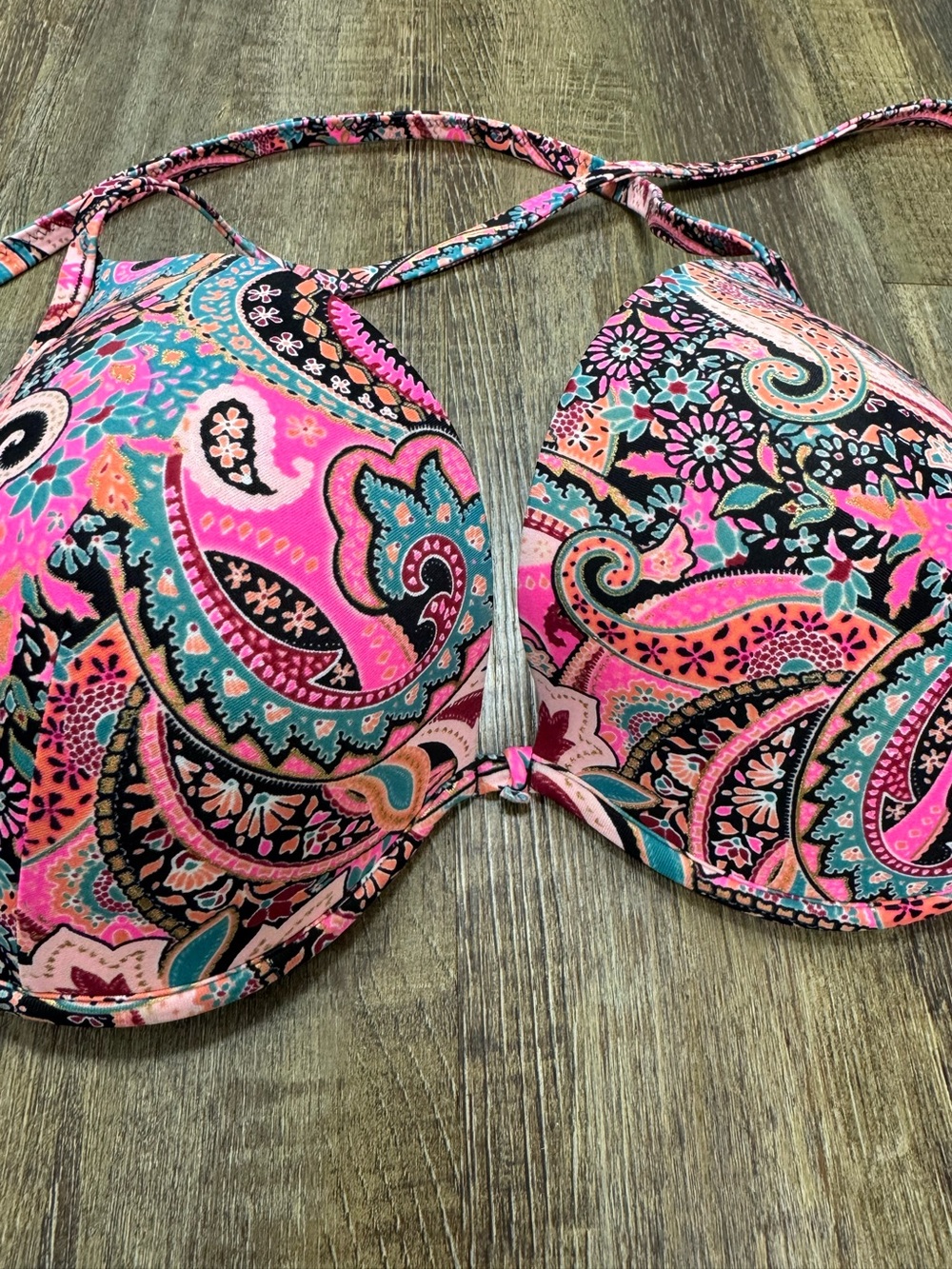 Women’s Pink Paisley Halter Swim Top Shade Shore 36D